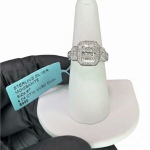 Sterling Silver Moissanite Ring 4.04 CTW - VVSD color $999 retail